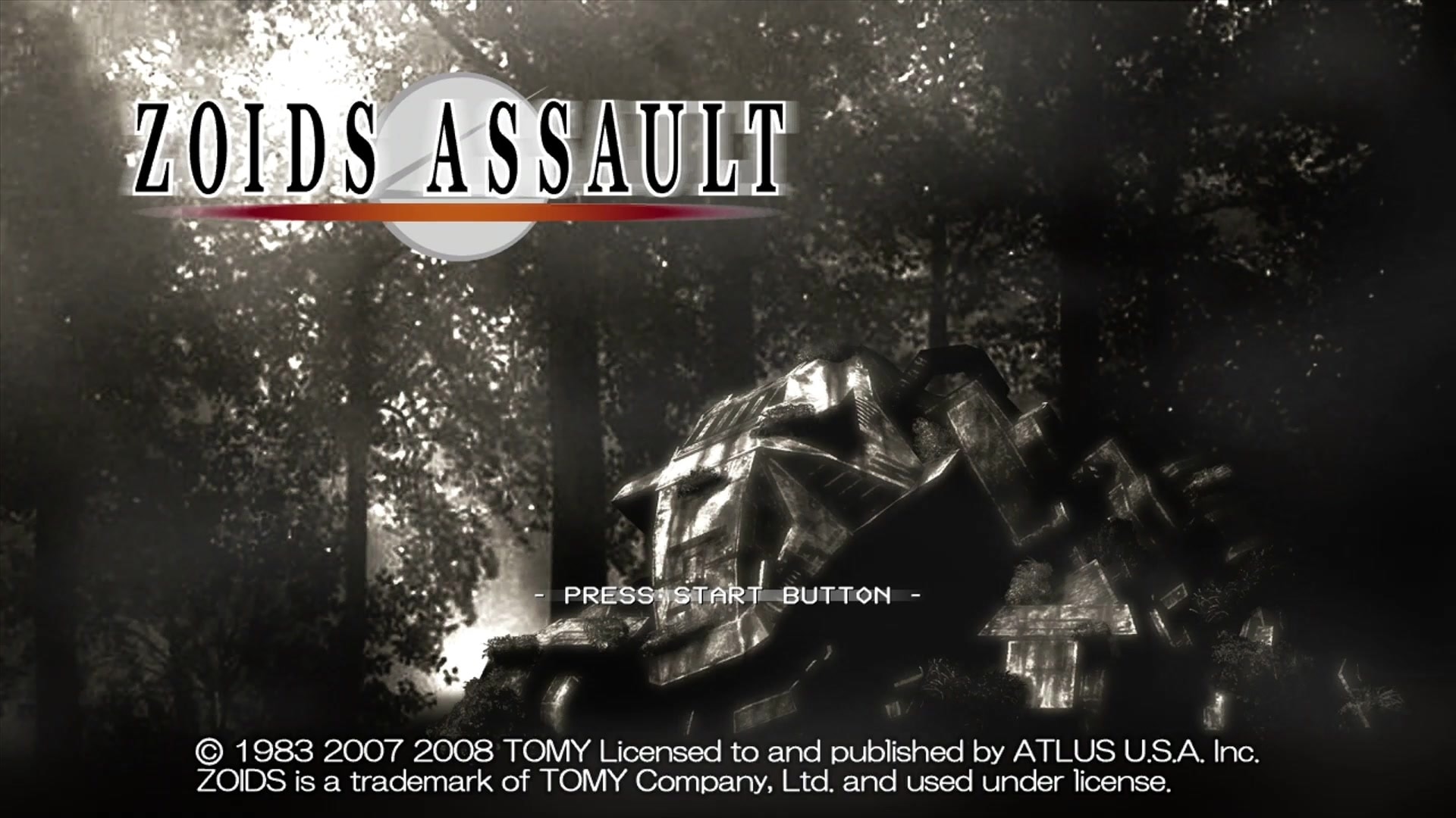 Zoids Assault title screen for Xbox 360